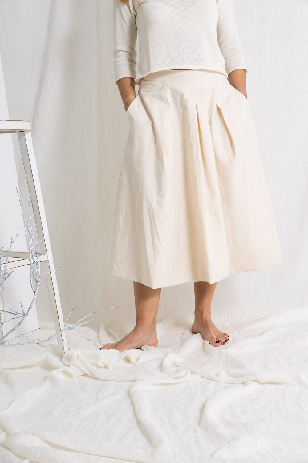 Cream Curtain Skirt